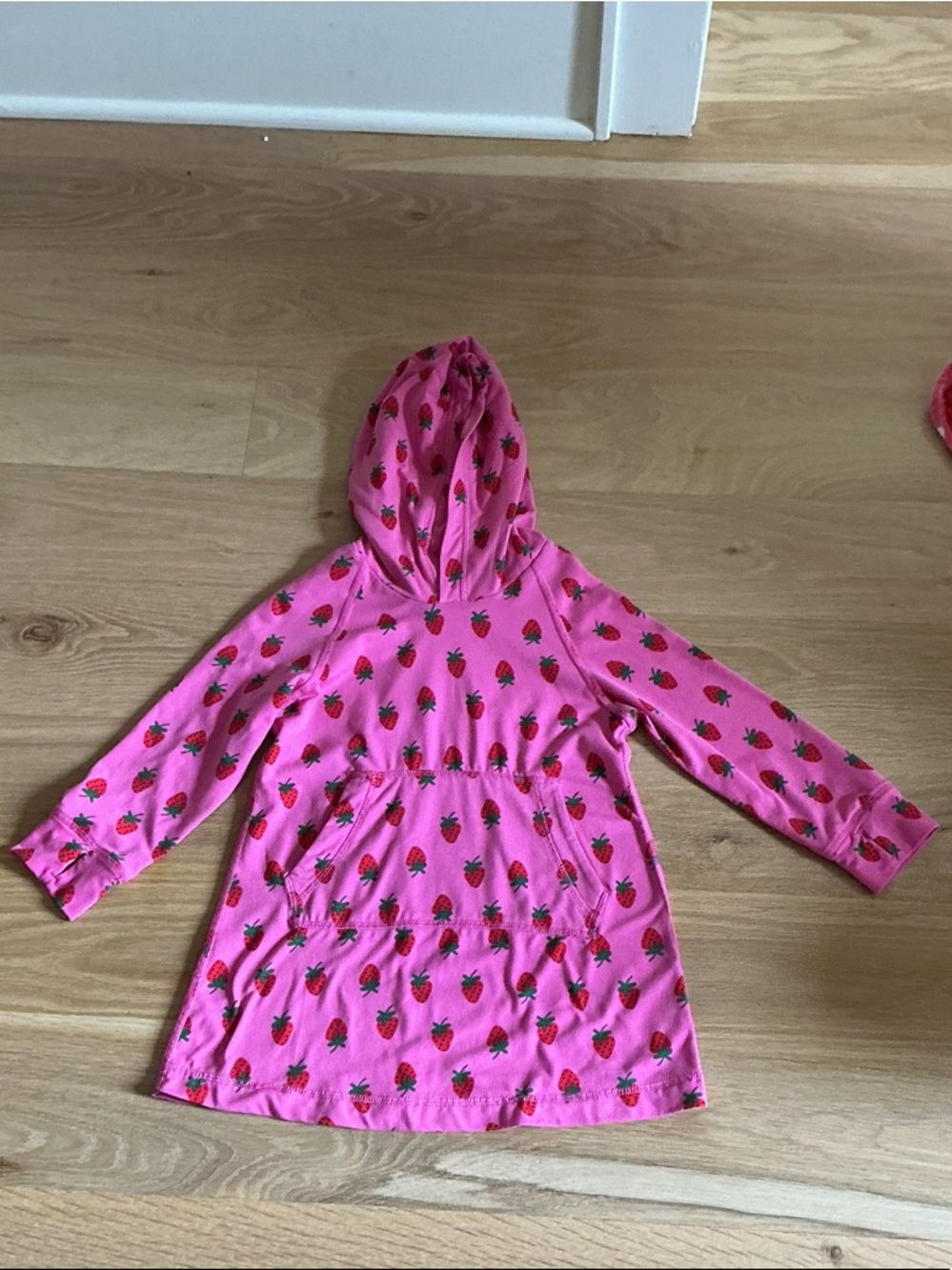 Hanna Andersson Hot Pink Strawberry Hooded Swim Coverup